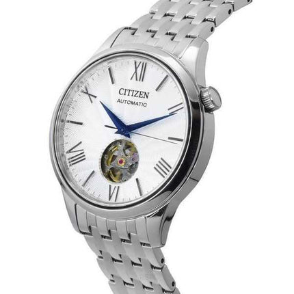 Orologio da uomo Citizen in acciaio inossidabile a cuore aperto con quadrante argentato automatico NH9130-84A