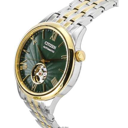 Orologio da uomo Citizen Open Heart bicolore in acciaio inossidabile con quadrante verde automatico NH9134-83X