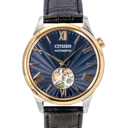 Orologio da uomo Citizen Open Heart con cinturino in pelle e quadrante blu automatico NH9136-02L