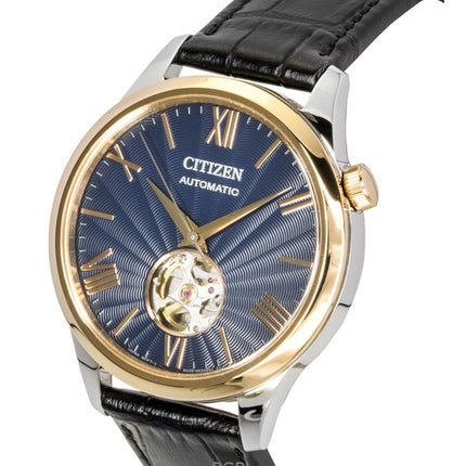 Orologio da uomo Citizen Open Heart con cinturino in pelle e quadrante blu automatico NH9136-02L