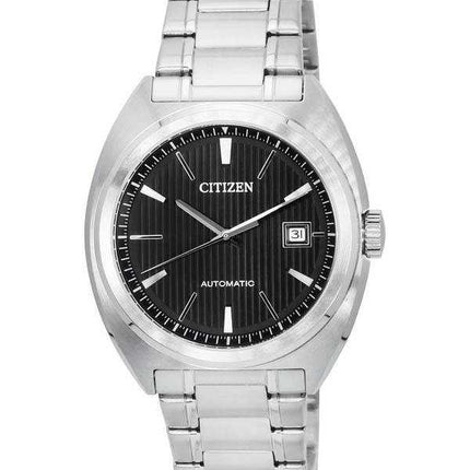 Orologio da uomo Citizen classico in acciaio inossidabile con quadrante nero automatico NJ0100-71E 100M