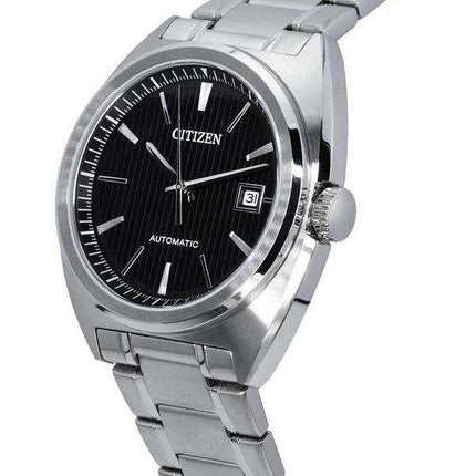 Orologio da uomo Citizen classico in acciaio inossidabile con quadrante nero automatico NJ0100-71E 100M