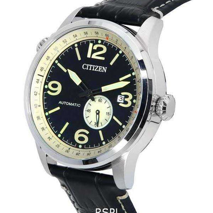 Orologio da uomo Citizen cinturino in pelle quadrante nero automatico NJ0140-17E 100M
