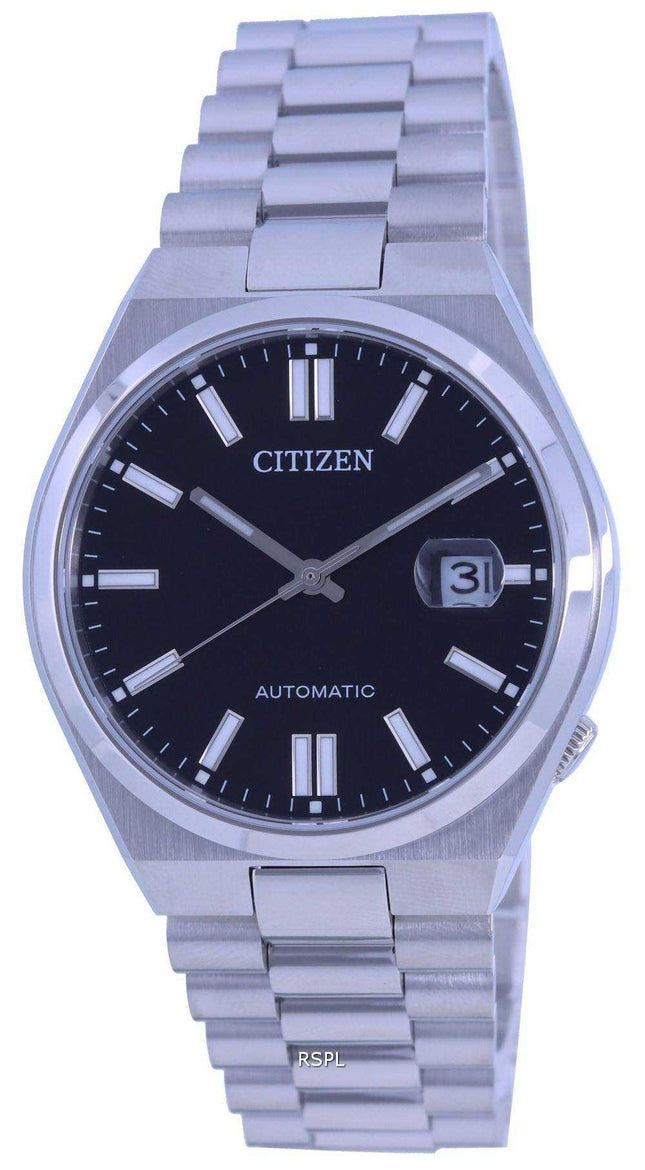 Orologio da uomo automatico Citizen Tsuyosa quadrante nero in acciaio inossidabile NJ0150-81E
