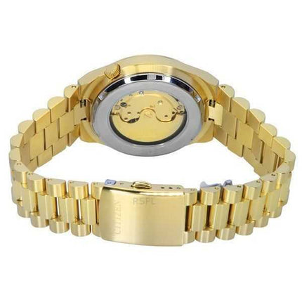 Orologio da uomo Citizen Tsuyosa in acciaio inossidabile color oro con quadrante verde automatico NJ0152-51X