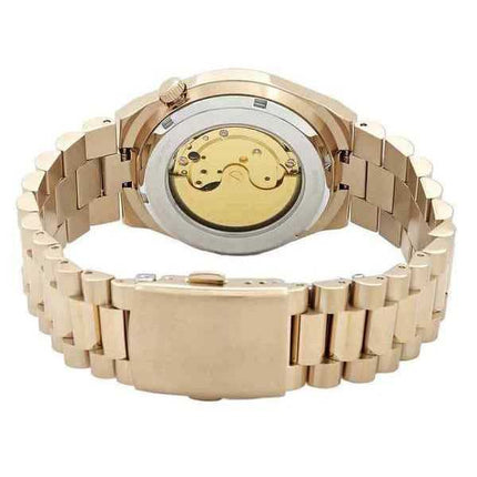 Orologio da uomo Citizen Tsuyosa in acciaio inossidabile tono oro con quadrante rosso vino automatico NJ0153-82X