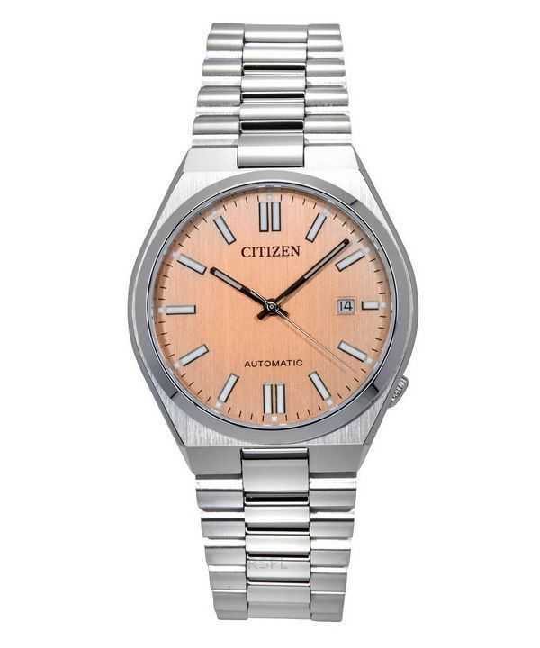 Orologio da uomo Citizen Tsuyosa in acciaio inossidabile con quadrante color salmone automatico NJ0159-86Z