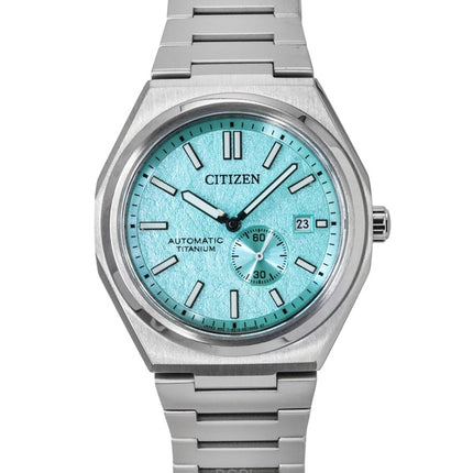 Orologio da uomo Citizen Zenshin Super Titanium con quadrante blu chiaro automatico NJ0180-80M 100M