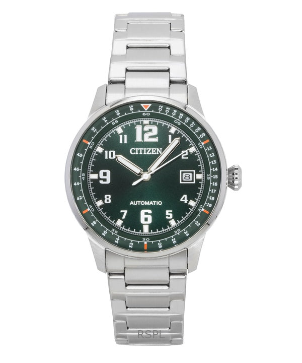 Orologio da uomo Citizen Urban Military in acciaio inossidabile con quadrante verde automatico NJ0190-51X 100M
