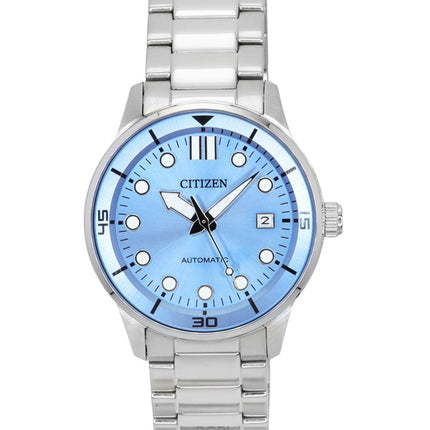 Orologio da uomo Citizen in acciaio inossidabile con quadrante blu chiaro automatico NJ0191-83A 100M