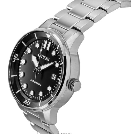 Orologio da uomo Citizen in acciaio inossidabile con quadrante nero automatico NJ0191-83E 100M