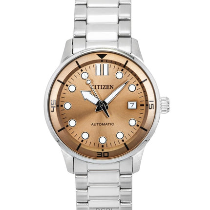 Orologio da uomo Citizen in acciaio inossidabile con quadrante in bronzo automatico NJ0191-83X 100M