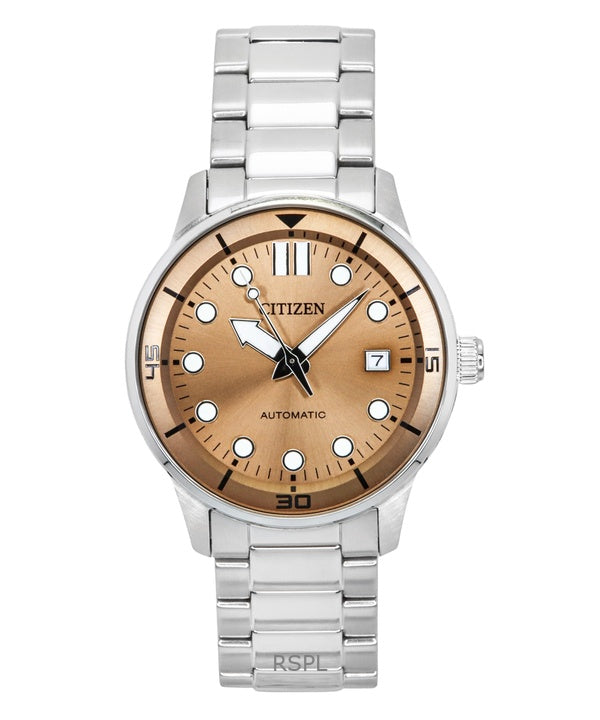 Orologio da uomo Citizen in acciaio inossidabile con quadrante in bronzo automatico NJ0191-83X 100M