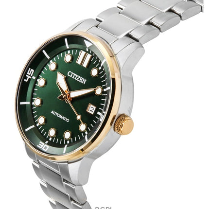 Orologio da uomo Citizen in acciaio inossidabile con quadrante verde automatico NJ0196-80X 100M