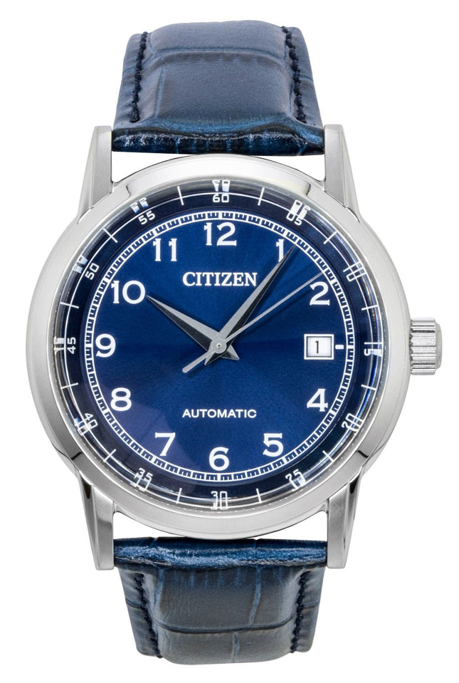 Orologio da uomo Citizen NJ0210-13L con cinturino in pelle e quadrante blu, automatico.