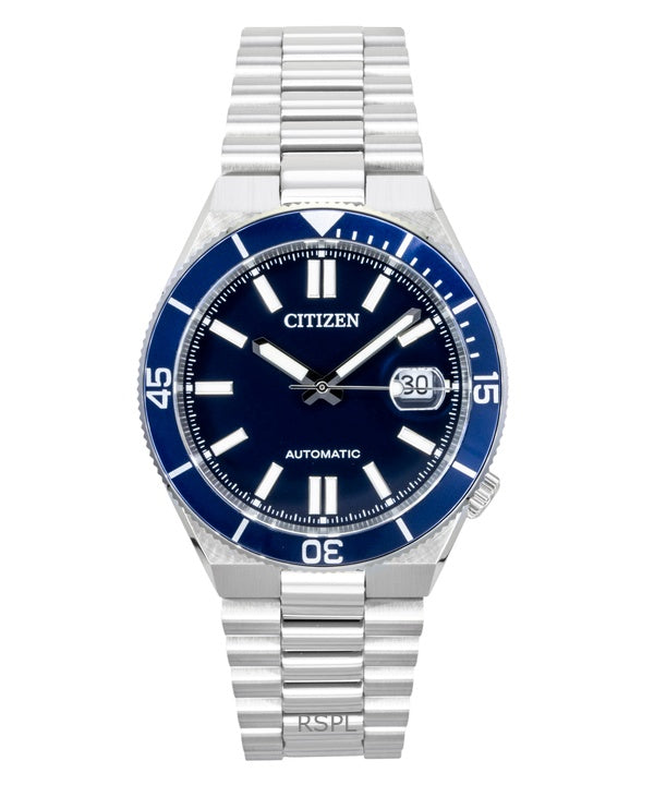 Orologio da uomo Citizen NJ0230-59L automatico in acciaio inossidabile con quadrante blu navy.