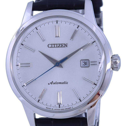 Orologio da uomo automatico NK0000-10A con cinturino in pelle con quadrante bianco e argento classico Citizen