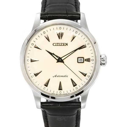 Orologio da uomo Citizen Kuroshio 64 Series Limited Edition con cinturino in pelle e quadrante color crema automatico NK0001-17X