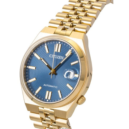 Orologio da uomo Citizen Tsuyosa 60 in acciaio inossidabile color oro rosa con quadrante blu automatico NK0023-57L 100M