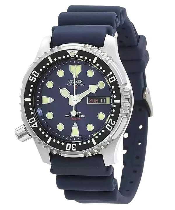 Orologio da uomo Citizen Promaster con cinturino in gomma e quadrante blu, automatico, subacqueo NY0040-17L 200M