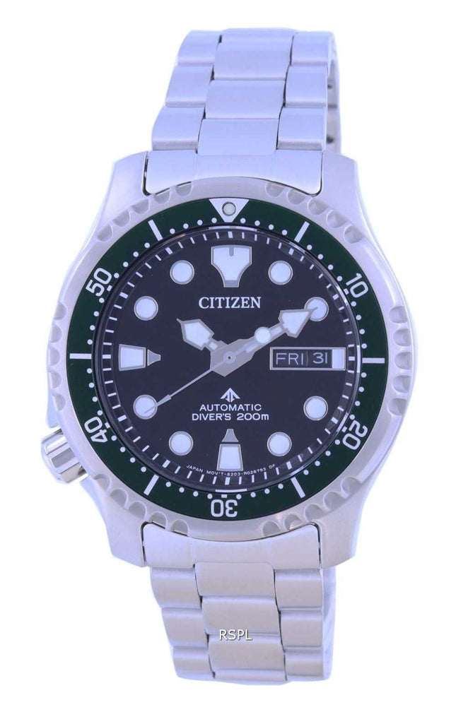 Orologio da uomo Citizen Promaster quadrante nero in acciaio inossidabile automatico NY0084-89E 200M da uomo