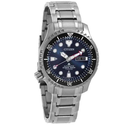 Orologio da uomo Citizen Promaster Marine Titanium Bracciale quadrante blu automatico Diver NY0100-50M 200M