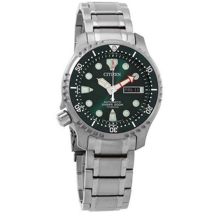 Orologio da uomo Citizen Promaster Marine Titanium Bracciale quadrante verde automatico Diver NY0100-50X 200M