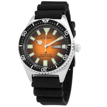 Orologio da uomo Citizen Promaster Marine cinturino in caucciù quadrante arancione automatico Diver NY0120-01Z 200M