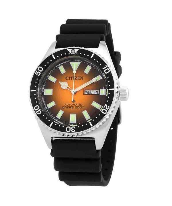 Orologio da uomo Citizen Promaster Marine cinturino in caucciù quadrante arancione automatico Diver NY0120-01Z 200M