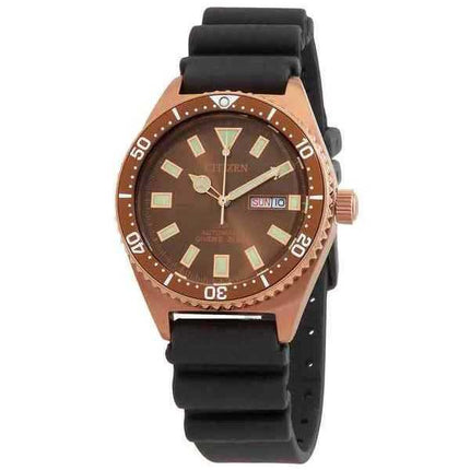 Orologio da uomo Citizen Promaster Marine cinturino in poliestere quadrante marrone automatico Diver NY0125-08W 200M