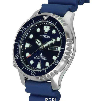 Orologio da uomo Citizen Promaster cinturino in silicone quadrante blu automatico subacqueo NY0141-10L 200M