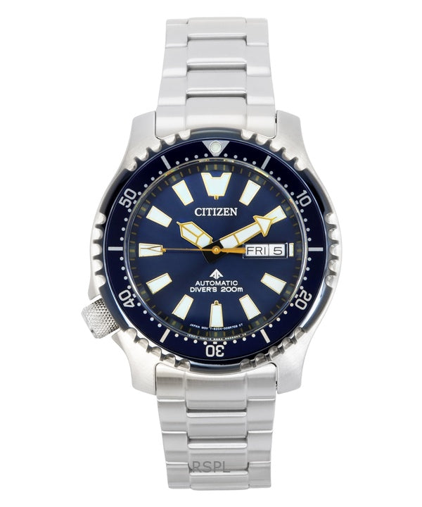 Orologio da uomo Citizen Promaster in acciaio inossidabile con quadrante blu automatico subacqueo NY0166-60L 200M
