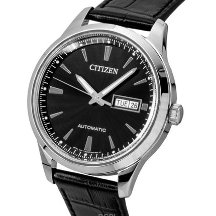 Orologio da uomo Citizen con cinturino in pelle e quadrante nero automatico NY4058-01E