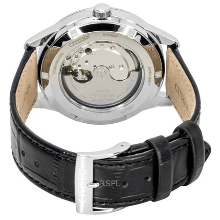 Orologio da uomo Citizen con cinturino in pelle e quadrante nero automatico NY4058-01E
