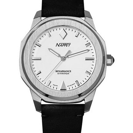 Orologio automatico Nappey Renaissance in acciaio e pelle scamosciata bianca NY41-AD2M-3B1A 200M unisex