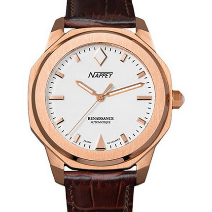 Orologio unisex Nappey Renaissance oro rosa e bianco automatico NY41-BD2M-1B3A 200M