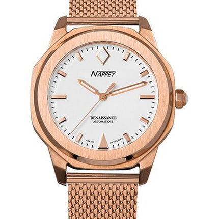 Orologio Nappey Renaissance in oro rosa e bianco milanese automatico NY41-BD2M-6B9A 200M unisex