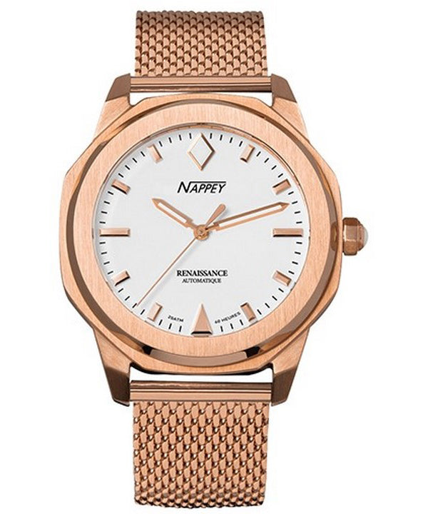 Orologio Nappey Renaissance in oro rosa e bianco milanese automatico NY41-BD2M-6B9A 200M unisex