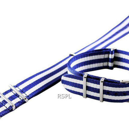 Rapporto Cinturino Orologio Nato Blu E Bianco 22mm