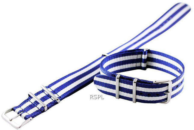 Rapporto Cinturino Orologio Nato Blu E Bianco 22mm