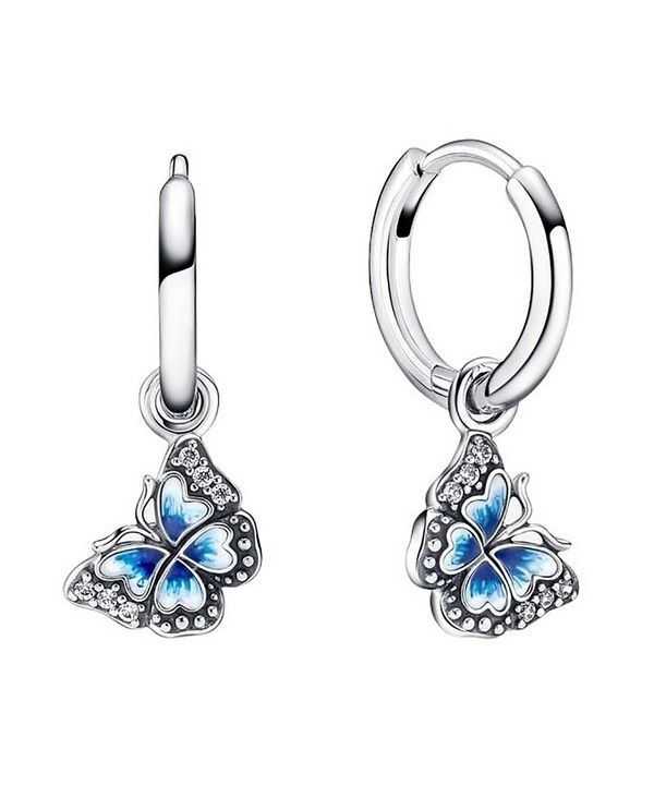 Pandora Orecchini a cerchio farfalla blu in argento sterling 290778C01 per donna