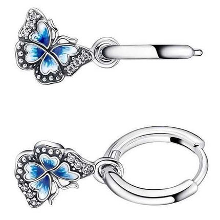 Pandora Orecchini a cerchio farfalla blu in argento sterling 290778C01 per donna