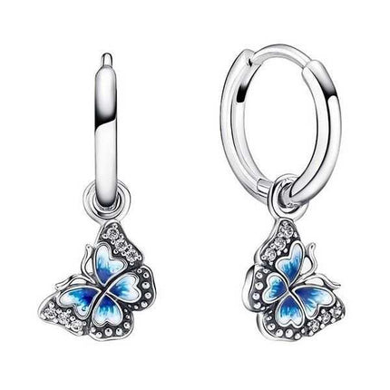 Pandora Orecchini a cerchio farfalla blu in argento sterling 290778C01 per donna