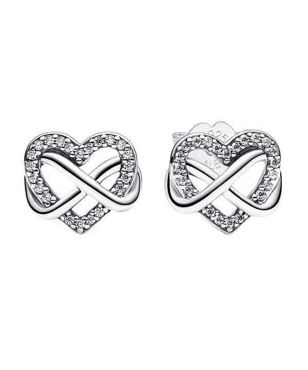 Orecchini a bottone Pandora Sparkling Infinity Heart 292667C01 per donna