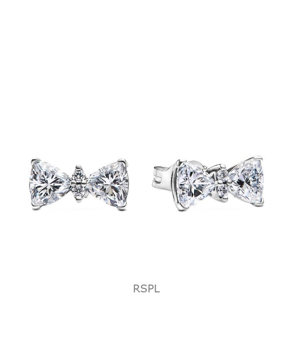 Orecchini a bottone Pandora Sparkling Bow con zirconia cubica trasparente P-293506C01 da donna