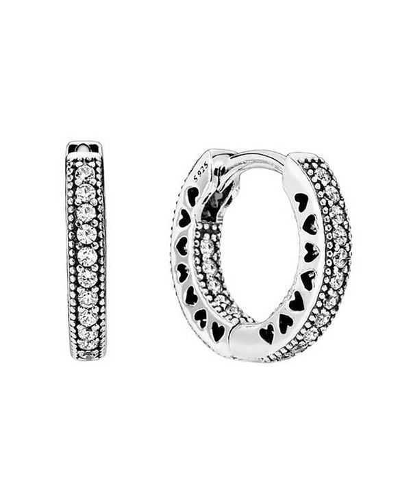 Orecchini a cerchio Pandora Pave Heart 296317CZ per donna
