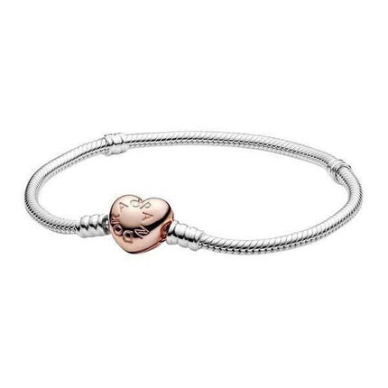 Pandora Moments Bracciale a catena a serpente con chiusura a cuore 580719-17 per donna