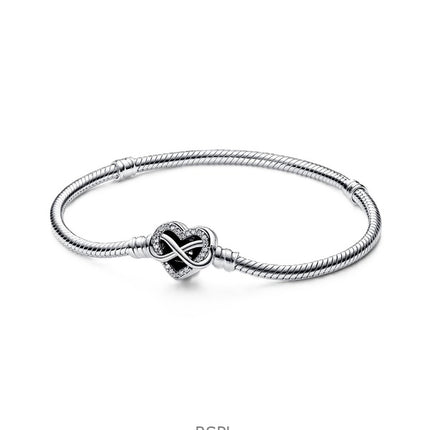 Bracciale Pandora Moments Sparkling Infinity Heart con zirconi cubici trasparenti P-592645C01-18 da donna