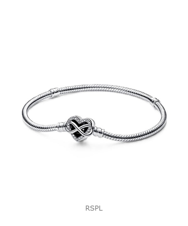 Bracciale Pandora Moments Sparkling Infinity Heart con zirconi cubici trasparenti P-592645C01-18 da donna