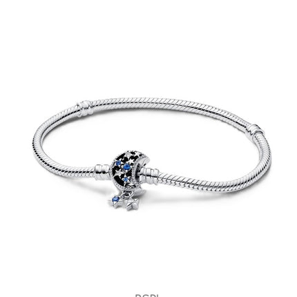 Bracciale Pandora Moments Sparkling Moon con zirconi cubici blu e bianchi P-592819C01-18 da donna